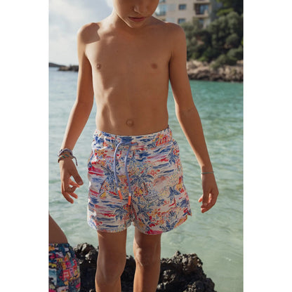 Gigi Swim Shorts - White &amp; Blue
