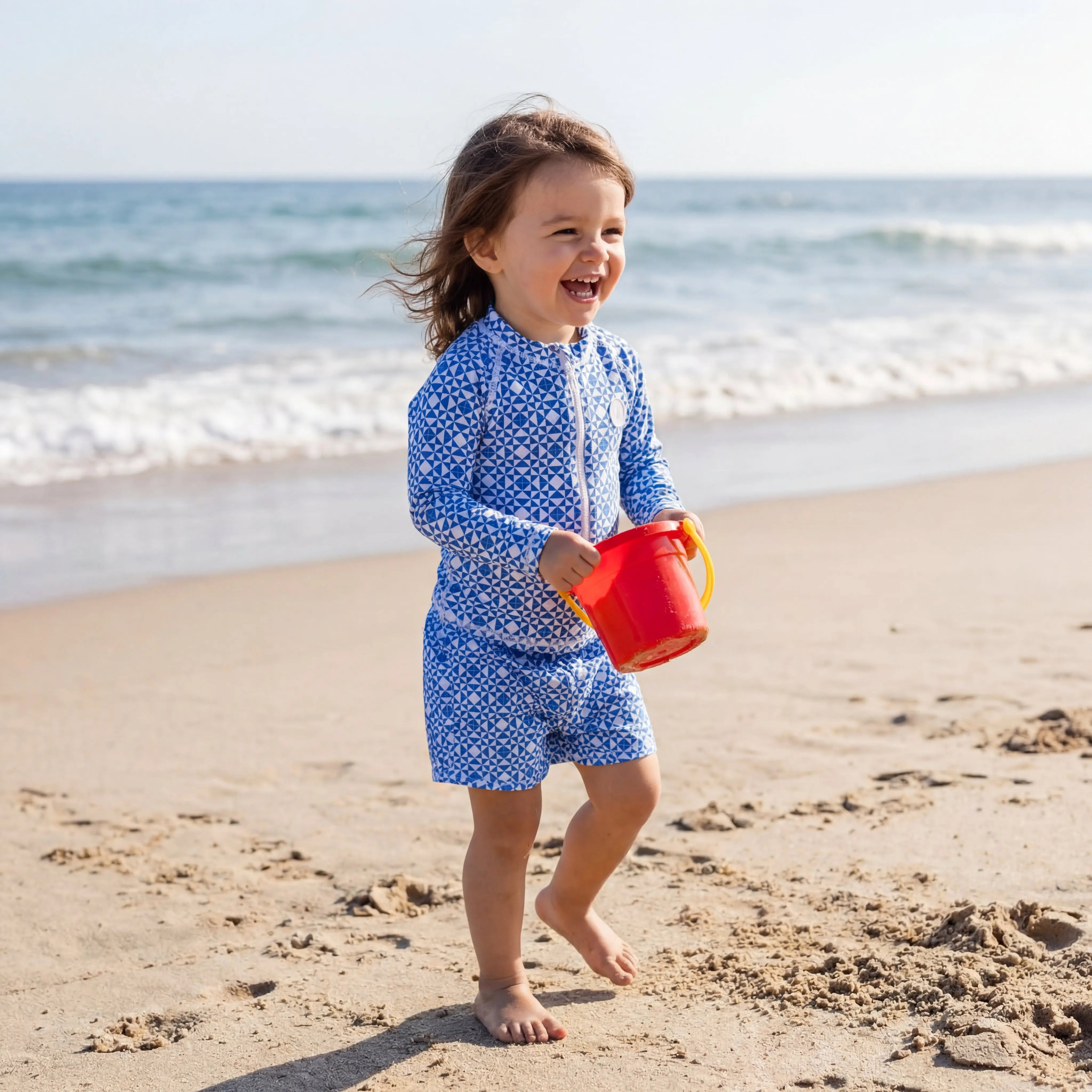 Matching Girls UV Swim Set – Mediterranean Tiles BADAWII SWIMWEAR
