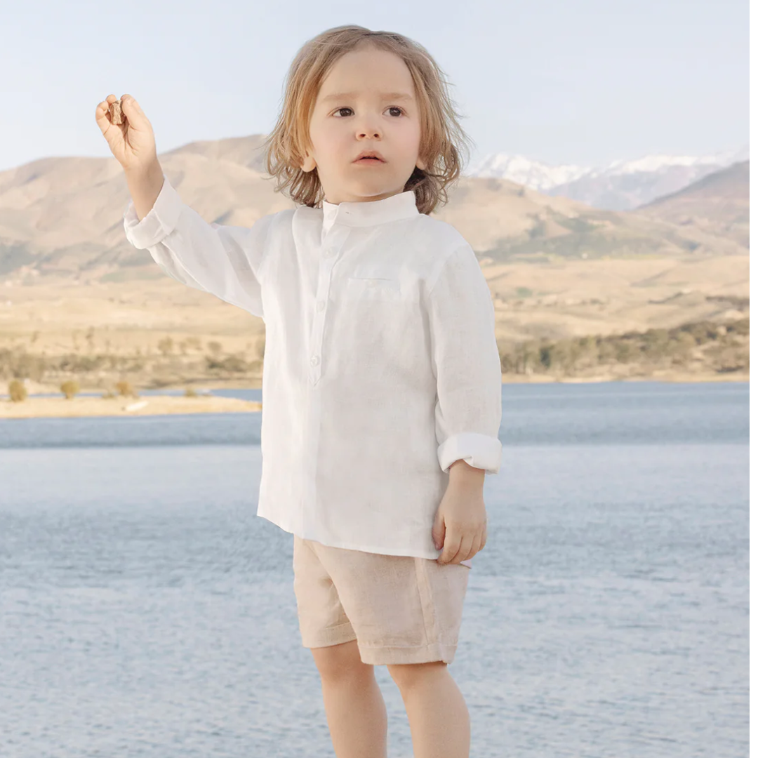 Boys White Linen Shirt