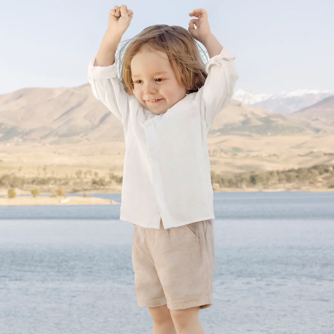 Boys White Linen Shirt