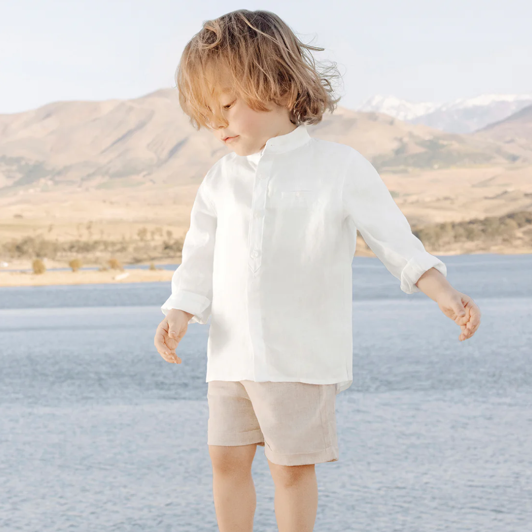 Boys White Linen Shirt