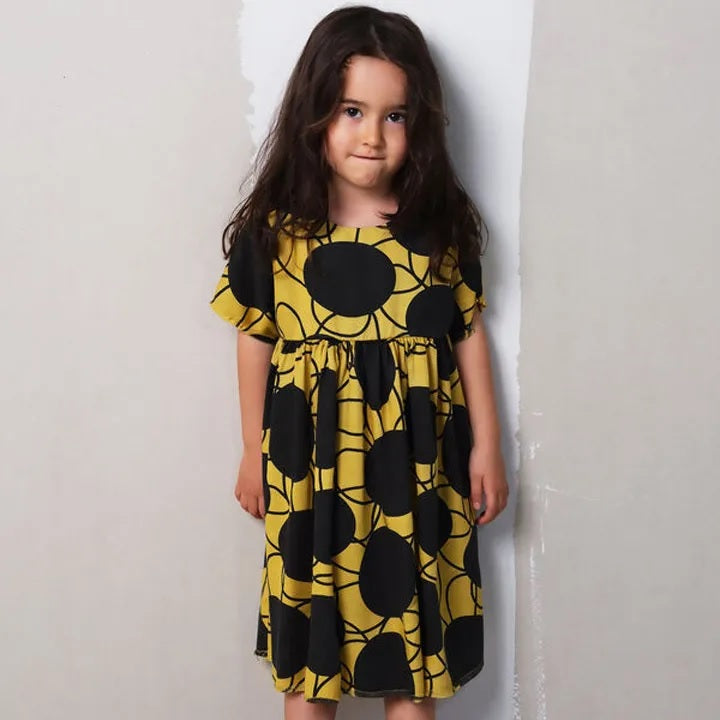 Silvia Retro Flowers Yellow Dress