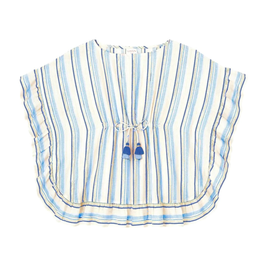 Bahia Shiny Stripe Swim Cover Up - White, Blue & Gold