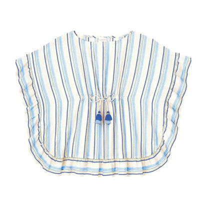Bahia Shiny Stripe Swim Cover Up - White, Blue &amp; Gold