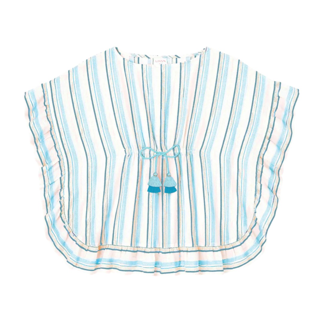 Bahia Shiny Stripe Swim Cover Up - Aqua