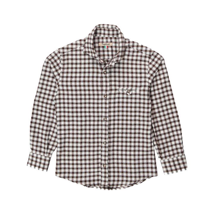 Boy L/s French Collar Shirt - White &amp; Red
