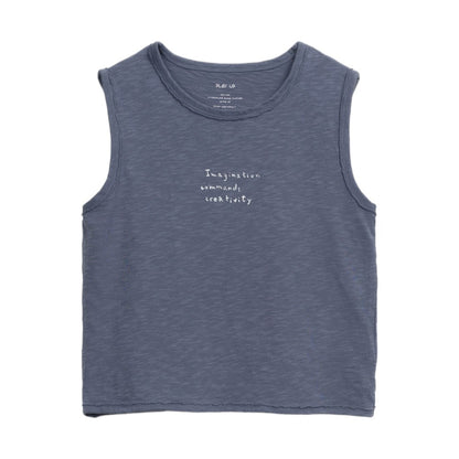 Blue Sleeveless Jersey T-shirt &amp; Palm Trees Swim Shorts