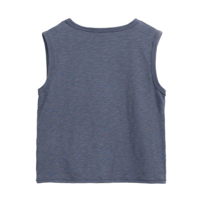 Blue Sleeveless Jersey T-shirt &amp; Palm Trees Swim Shorts