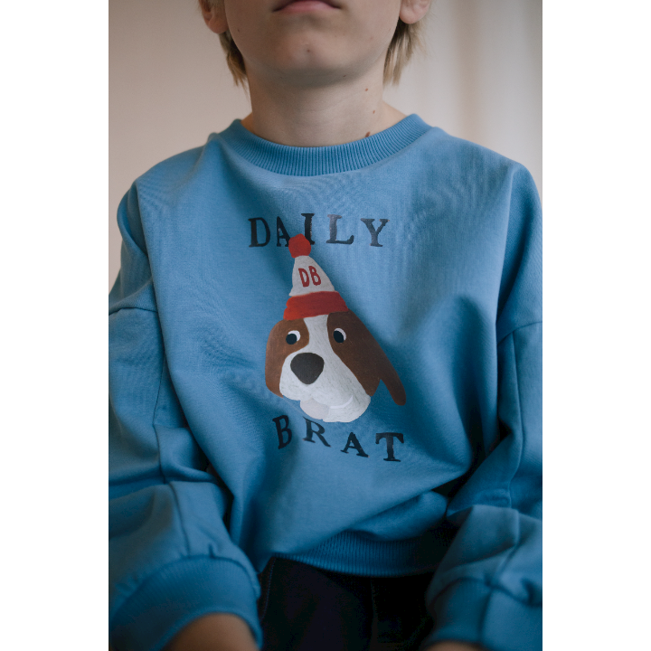 Quirky dog sweater snow blue