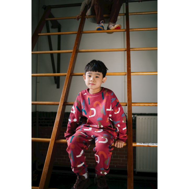 Red Abstract sweater &amp; pants