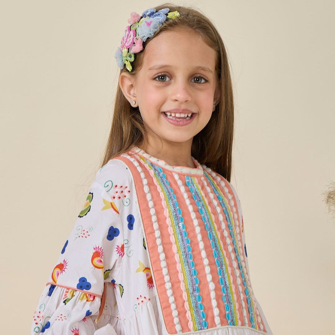 Horse Embellished Girls Long Dress