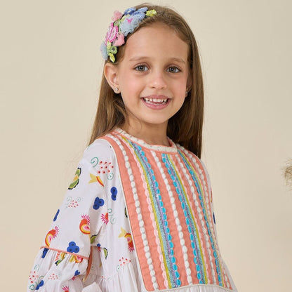 Horse Embellished Girls Long Dress