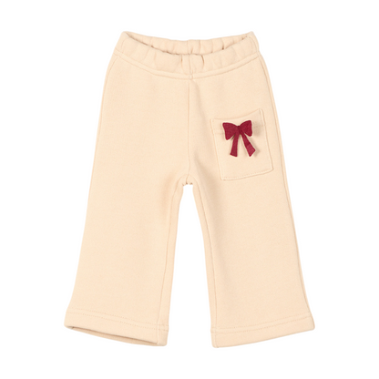 100% Organic Cotton Sweatshirt With Bows &amp; Sweatpants - Sand