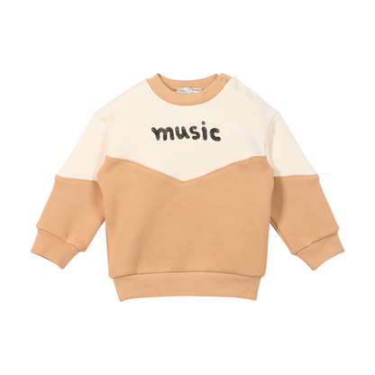 Beige &amp; White Organic Cotton Sweatshirt &amp; Sweatpants