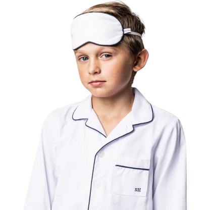 White Eye Mask With Navy Piping