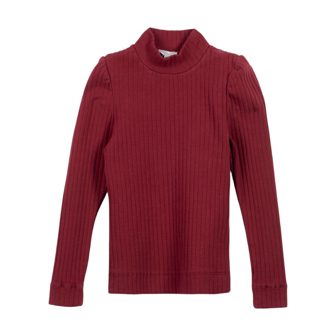 Girls Ribbed T-shirt &amp; Flared Leggings  - Burgundy