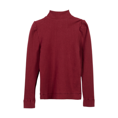 Girls Ribbed T-shirt &amp; Flared Leggings  - Burgundy