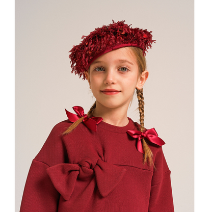 Burgundy Organic Cotton Sweatshirt with Bows