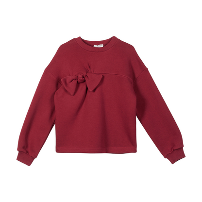 Burgundy Organic Cotton Sweatshirt with Bows