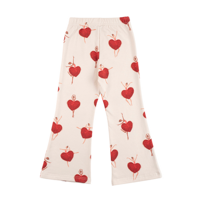 Red &amp; Pink Organic Cotton Sweatshirt &amp; Heart Flared Sweatpants