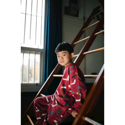Red Abstract sweater &amp; pants
