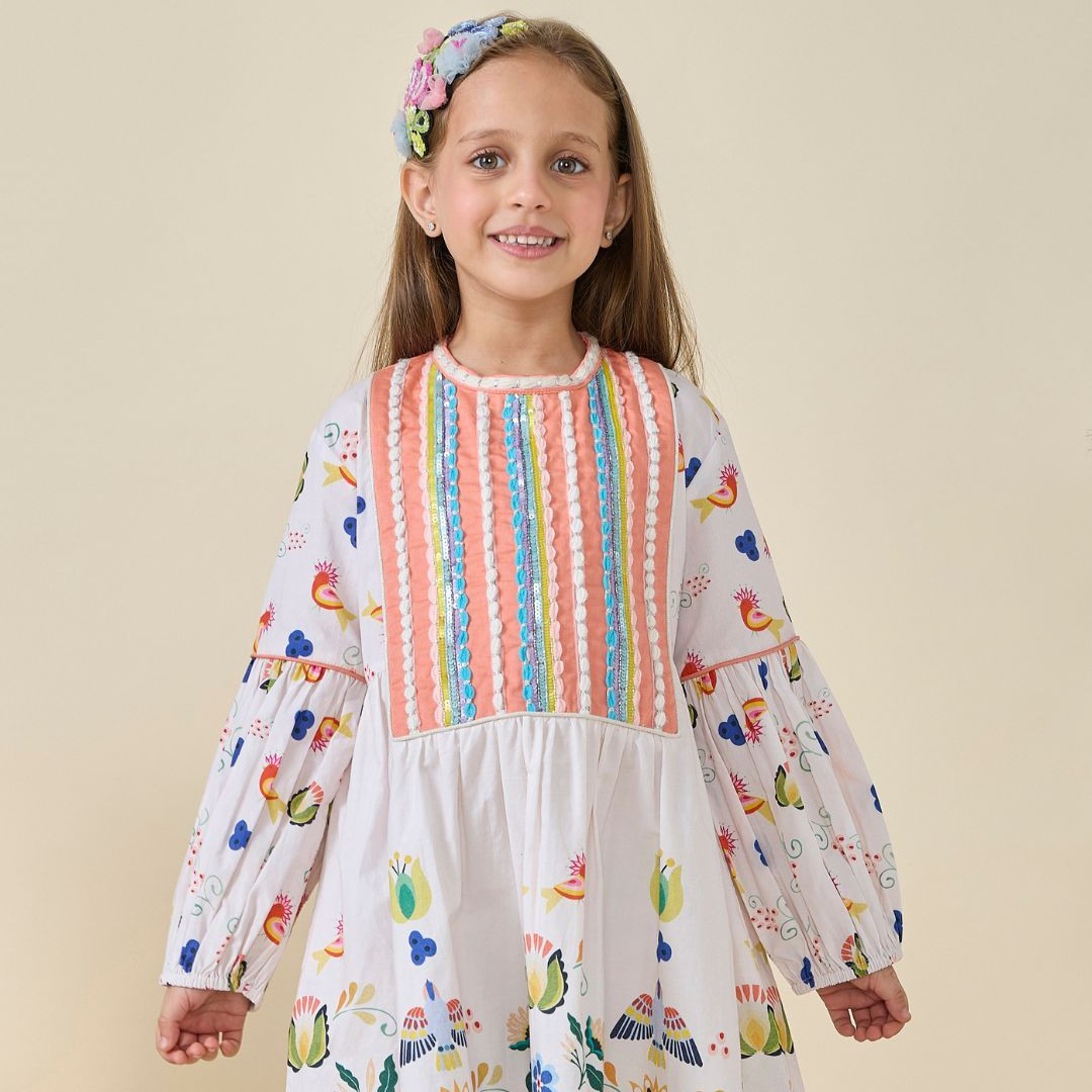 Horse Embellished Girls Long Dress