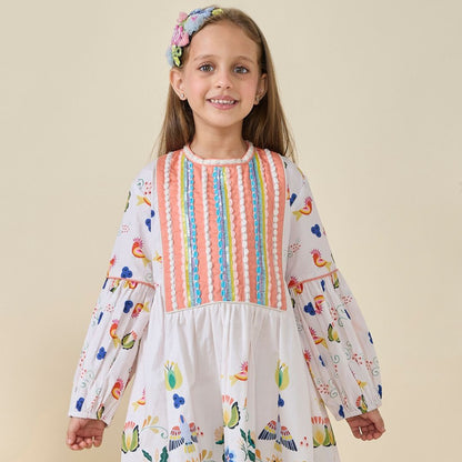 Horse Embellished Girls Long Dress