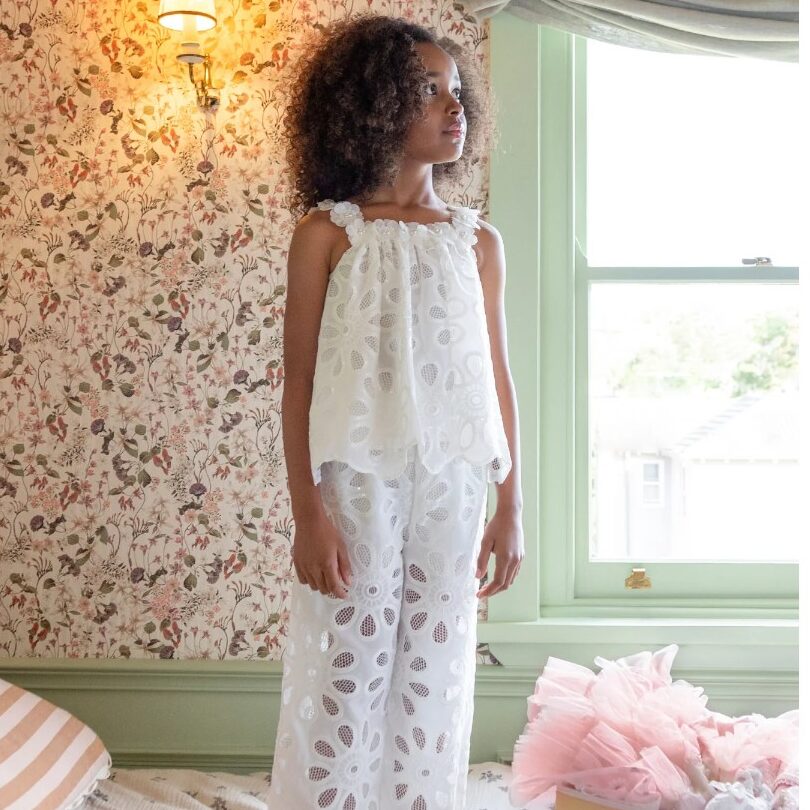 Layla Lace Top &amp; Pants - Snow White