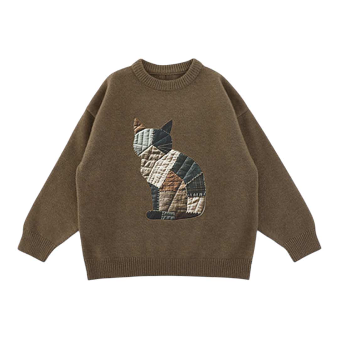 Patchwork Cat Knit Sweater