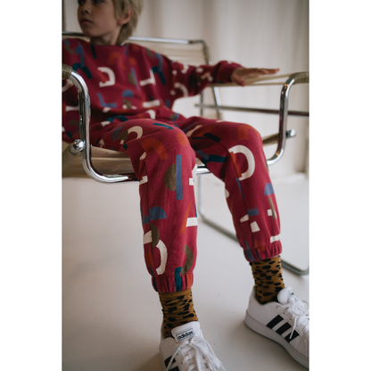 Red Abstract sweater &amp; pants