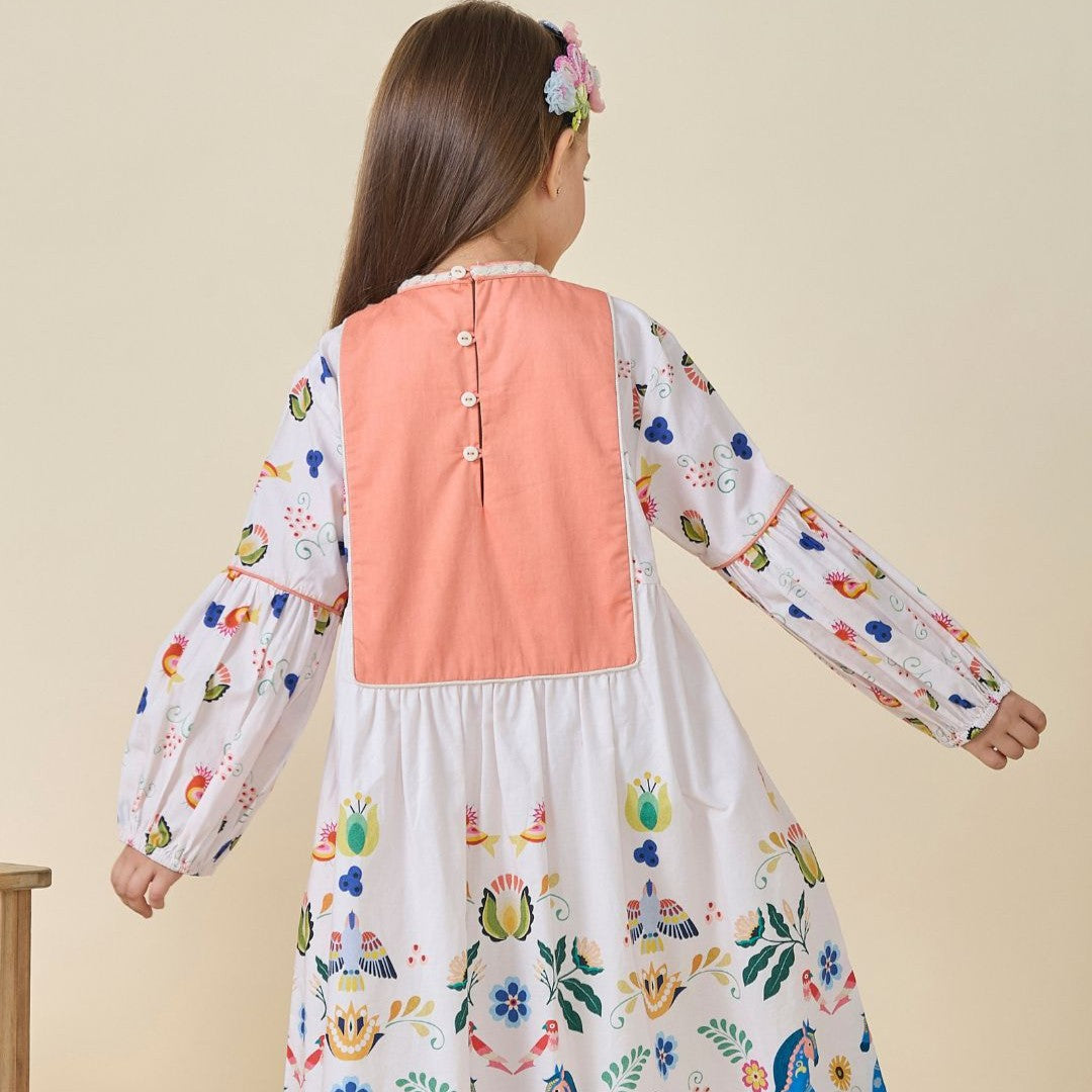 Horse Embellished Girls Long Dress