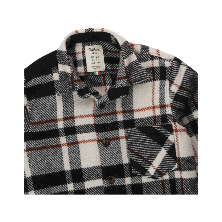 Boy Wide Jacket Shirt W/welt - Black &amp; White