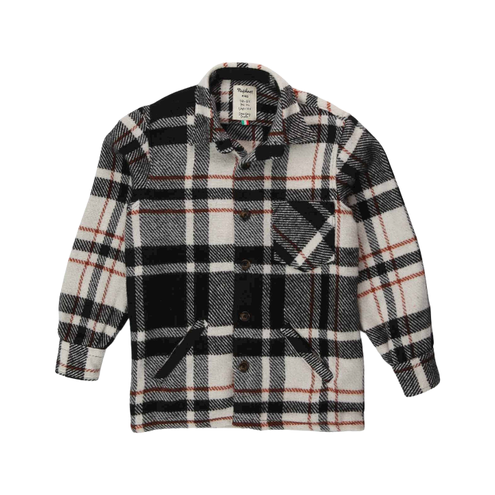 Boy Wide Jacket Shirt W/welt - Black &amp; White