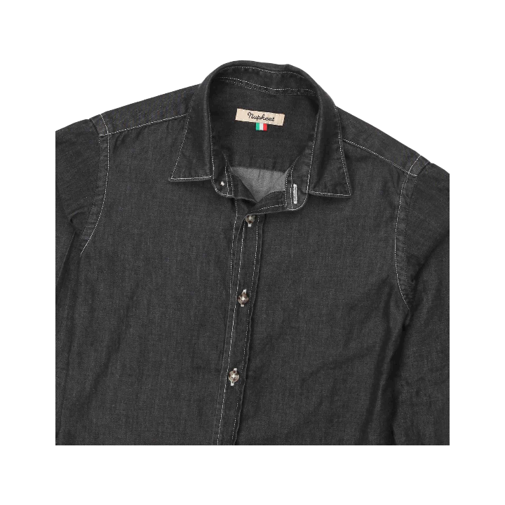 Boy L/s Italian Collar Shirt - Black