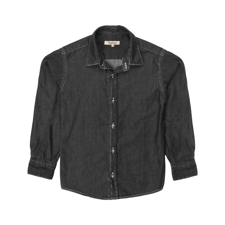 Boy L/s Italian Collar Shirt - Black