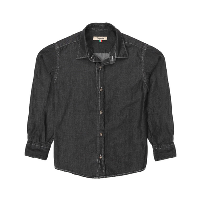 Boy L/s Italian Collar Shirt - Black