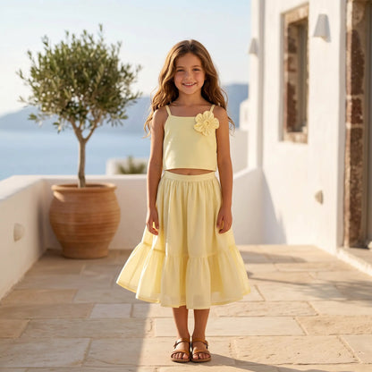Girls Clia Daisies Sunshine Top &amp; Alba Layers Skirt Set YELL OH!