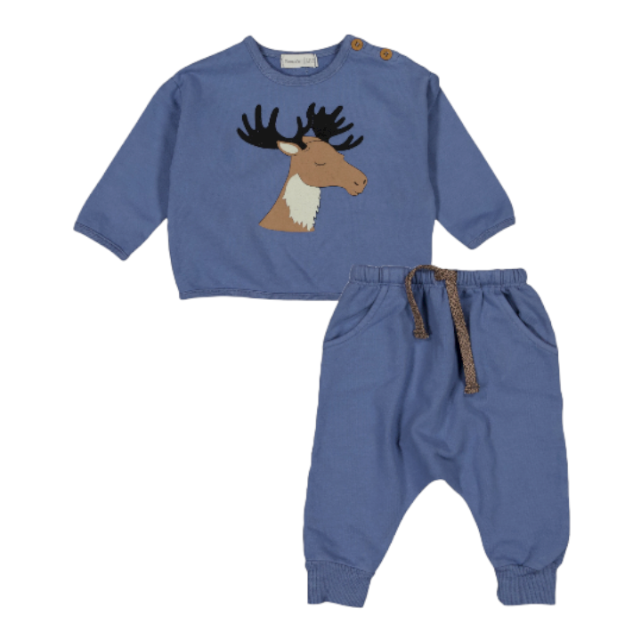 Cotton fleece Sweatshirt &amp; Pants - Inkblue