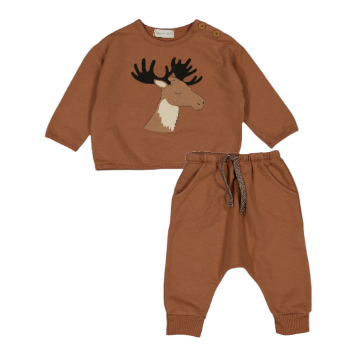 Cotton fleece Sweatshirt &amp; Pants - Copper