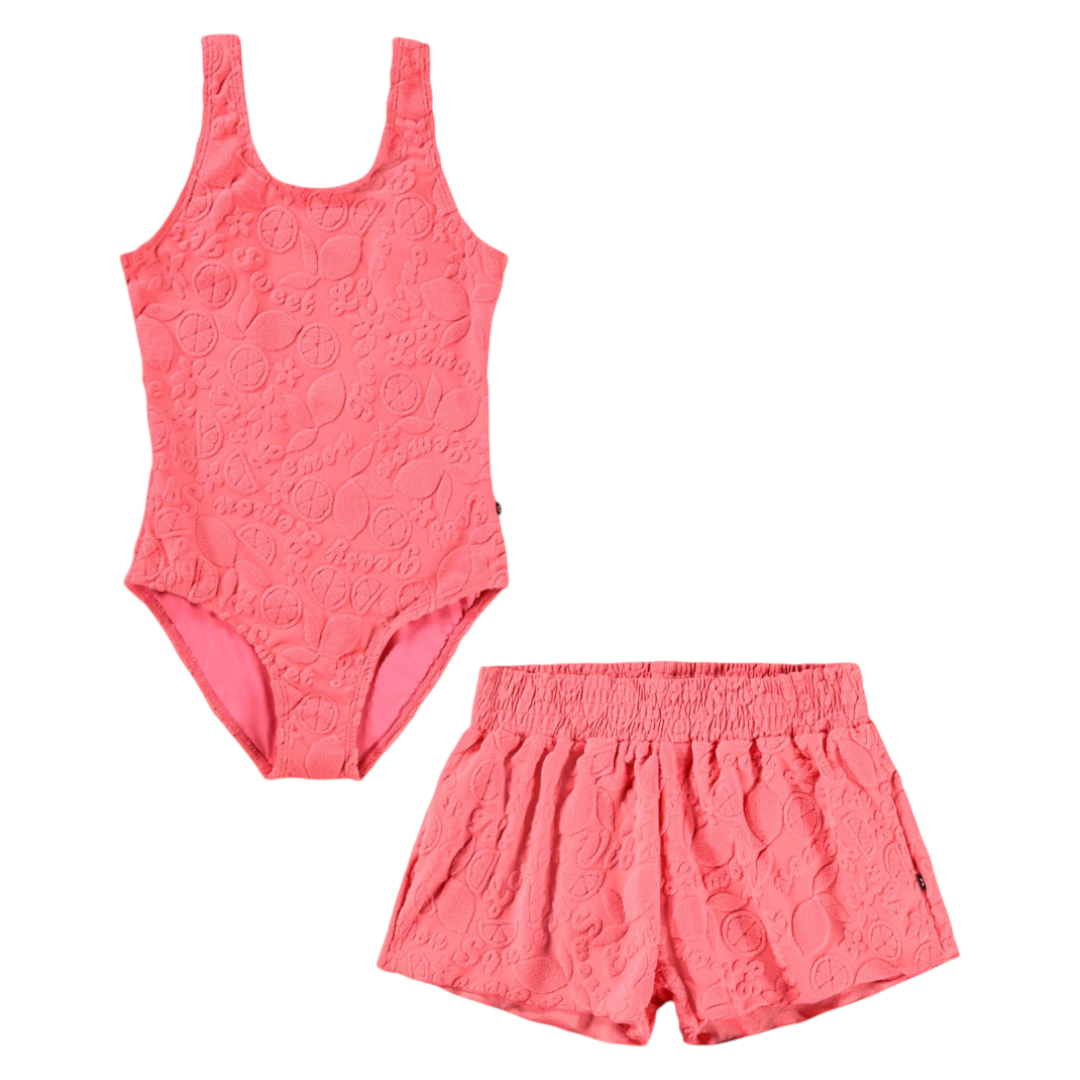 Girls Lemon Quotes Swimsuit &amp; Trunks Set
