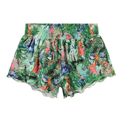 Girls Green Tropical Swimsuit &amp; Shorts Set