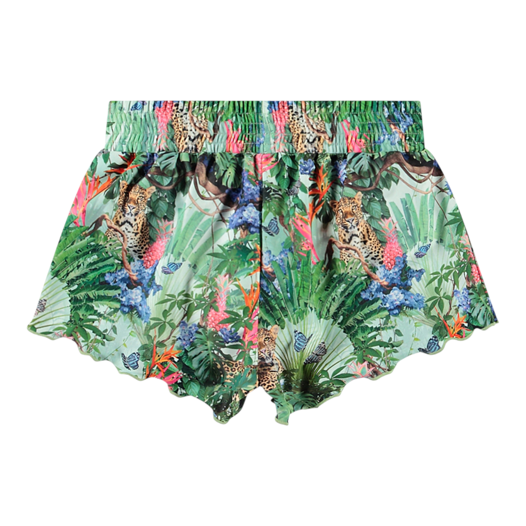 Girls Green Tropical Swimsuit &amp; Shorts Set