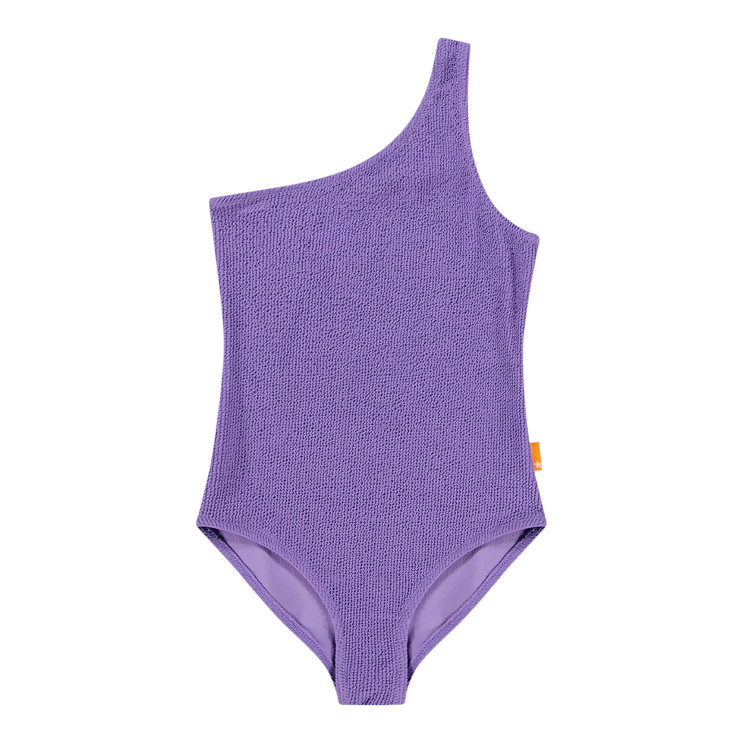 Girls One-Shoulder Purple Glo Swimsuit