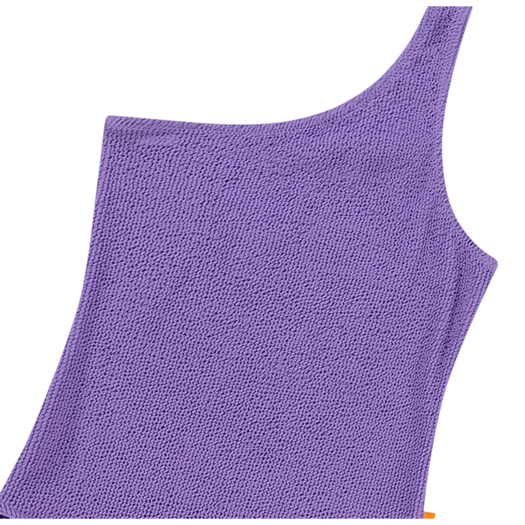 Girls One-Shoulder Purple Glo Swimsuit