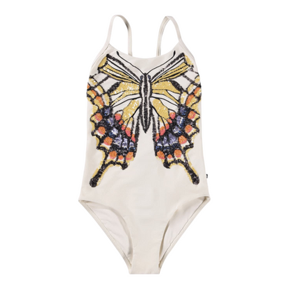 Girls Glitter Wings Swimsuit &amp; Black Trunks Set