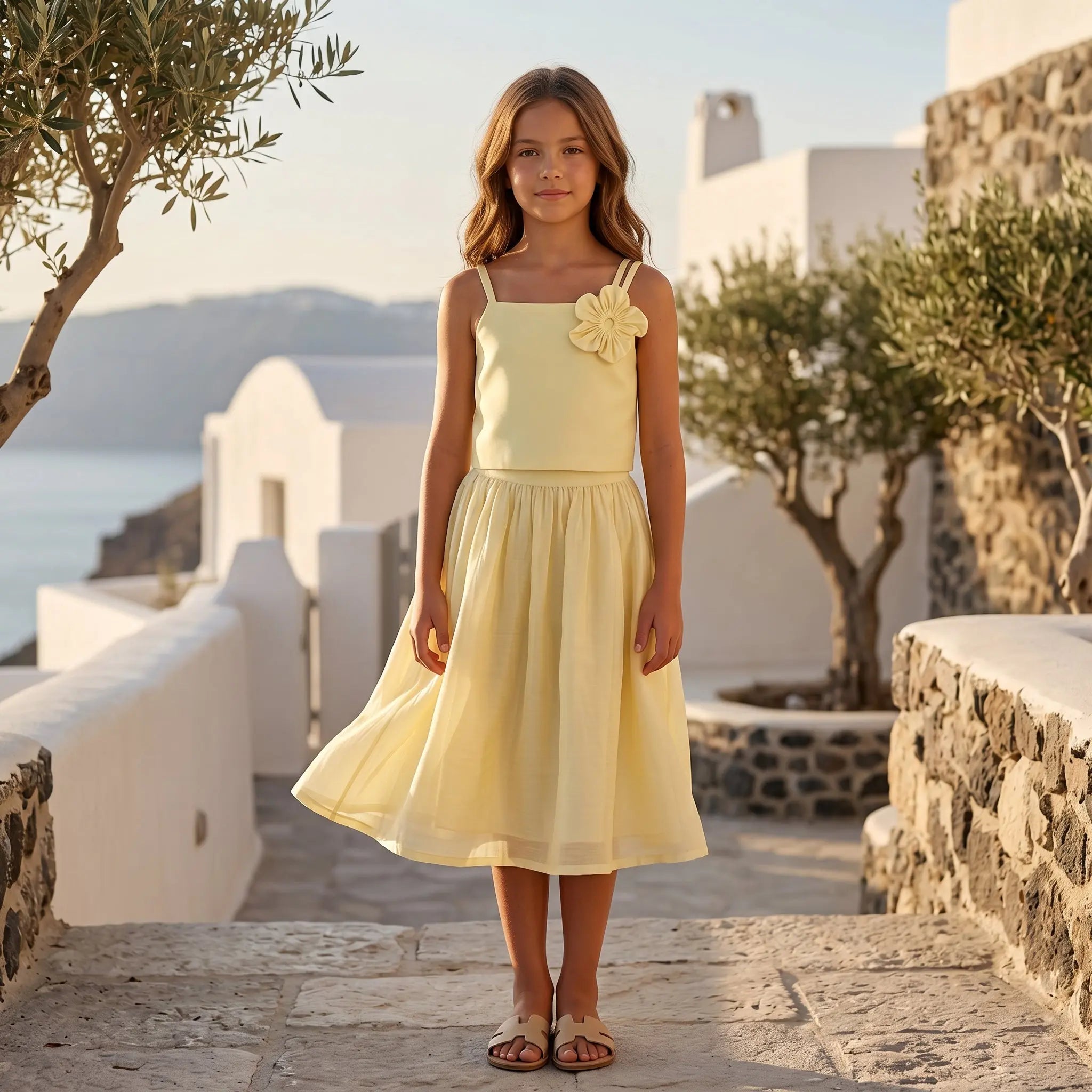 Girls Clia Daisies Sunshine Top &amp; Alba Layers Skirt Set YELL OH!