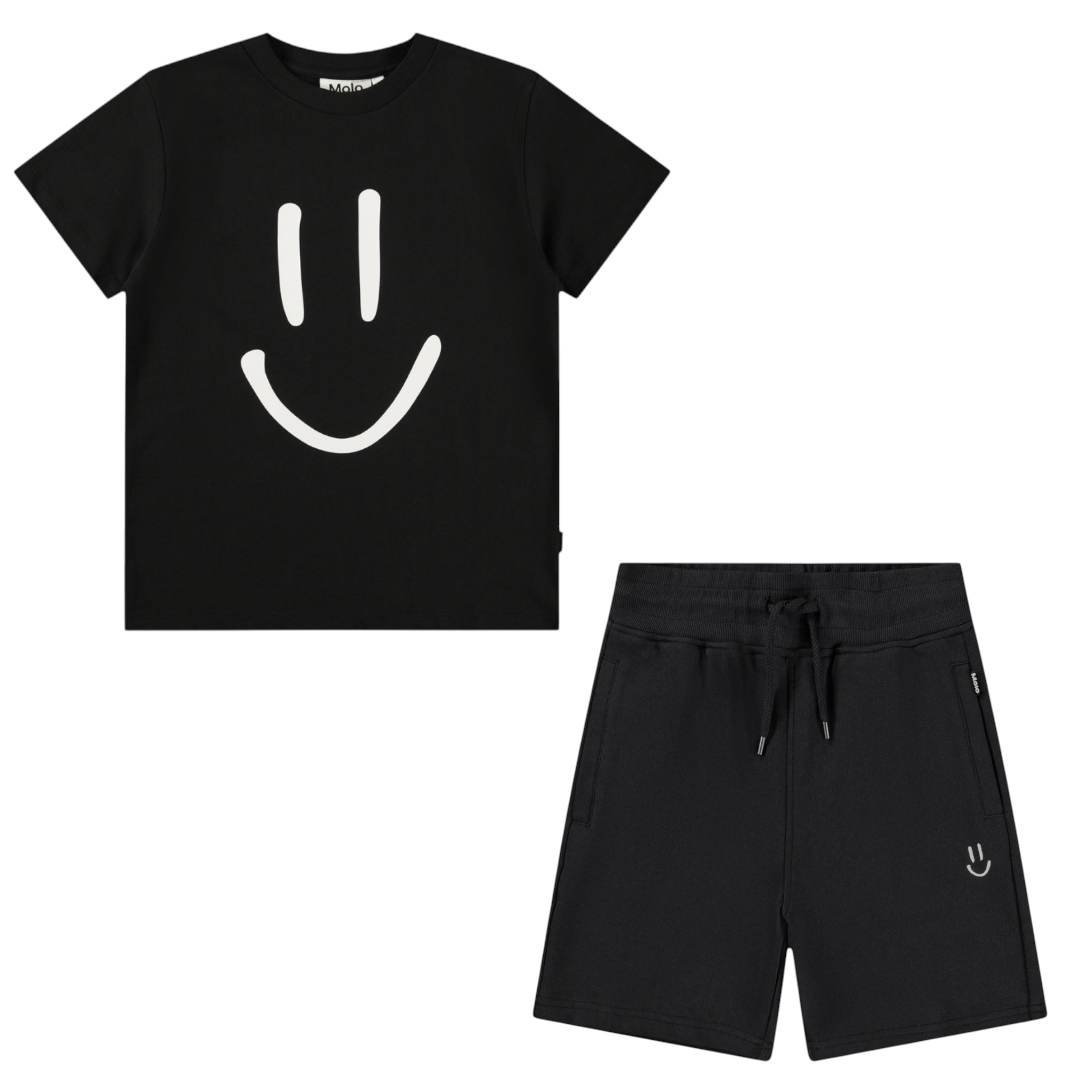 Boys Black Organic Cotton T-Shirt &amp; Shorts Set