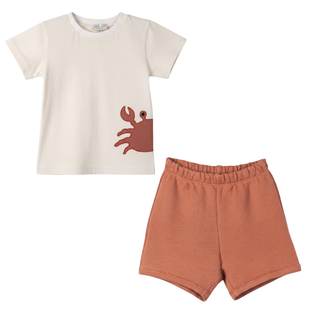 Boys Ilios Embroidered T-Shirt &amp; Pilos Sweat Shorts Set