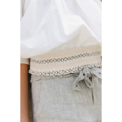 Girls Hand Embroidered Top &amp; 100% Linen Embroidery Trousers