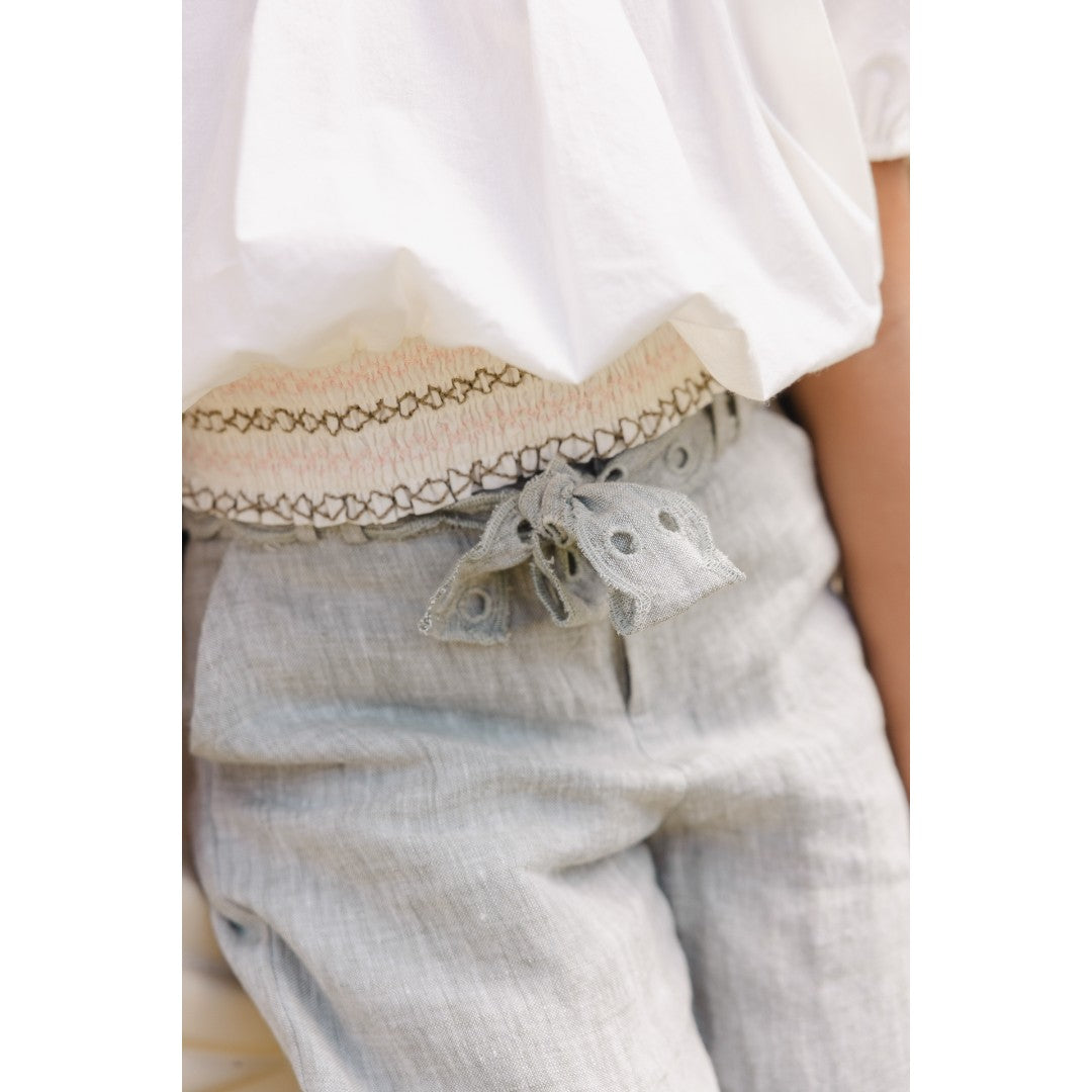Girls Hand Embroidered Top &amp; 100% Linen Embroidery Trousers